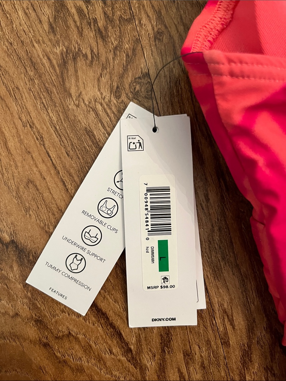 NWT DKNY Ruffle Plunge Underwire Tummy Control One Piece Swimsuit - Picture 6 of 6